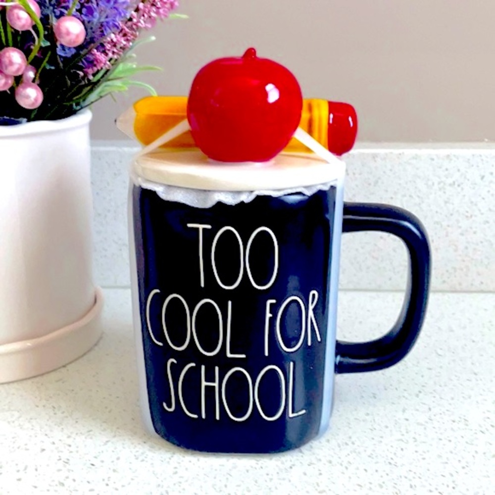 ❗️RAE DUNN TOO COOL FOR SCHOOL APPLE PENCIL MUG TEACHER STUDENT GIFT - Picture 5 of 5